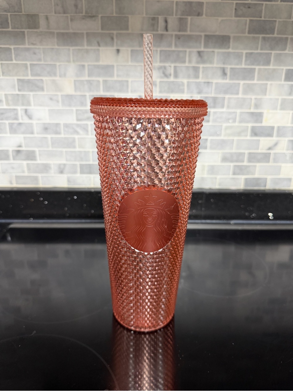 Starbucks Rose Gold Studded Tumbler with Straw - Rose